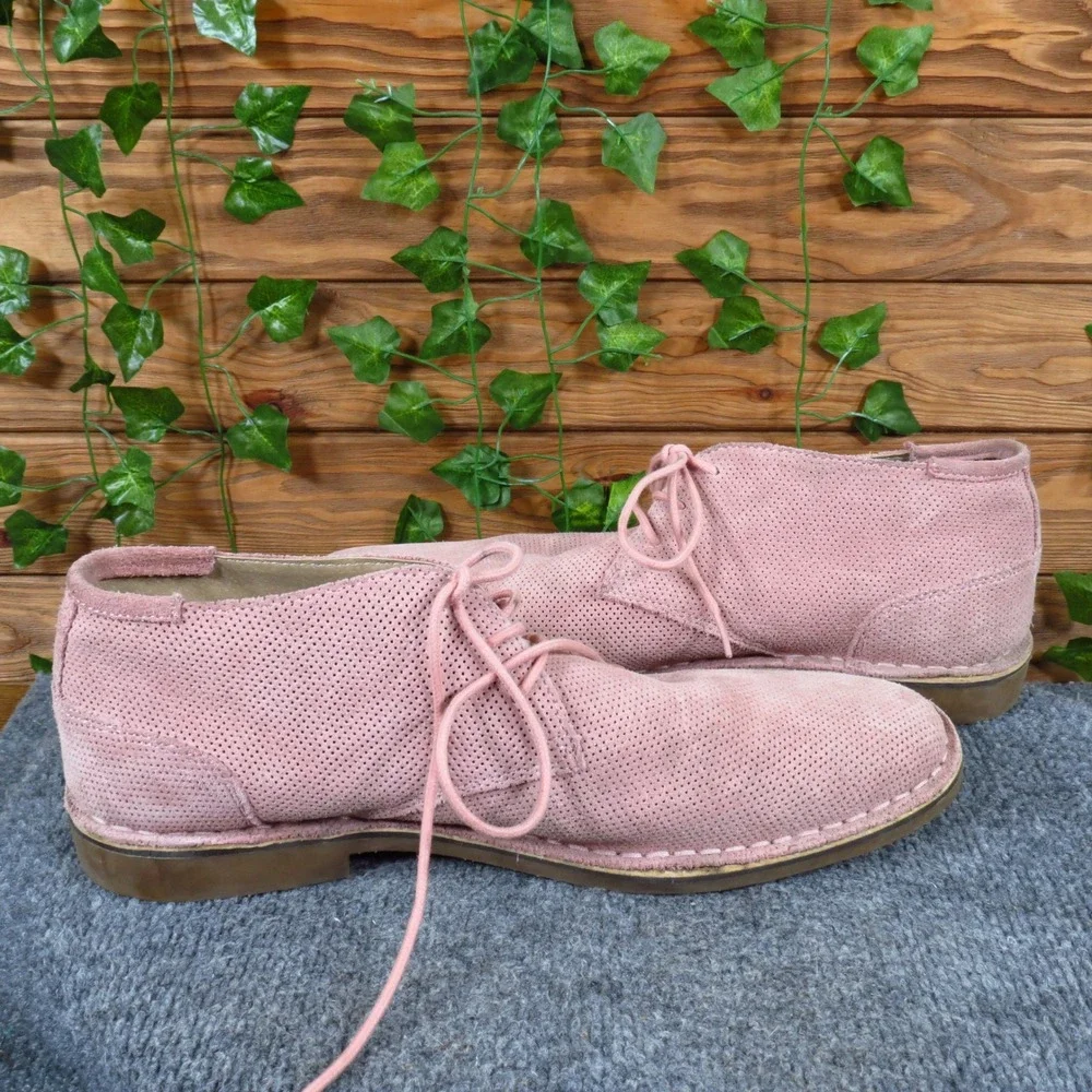 Kenneth Cole Reaction Desert Chukka Mens Boots 12 Dress Pink Perforated Suede